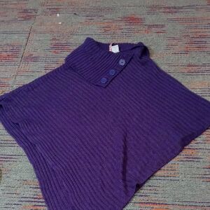 Elegant Purple Knit Poncho